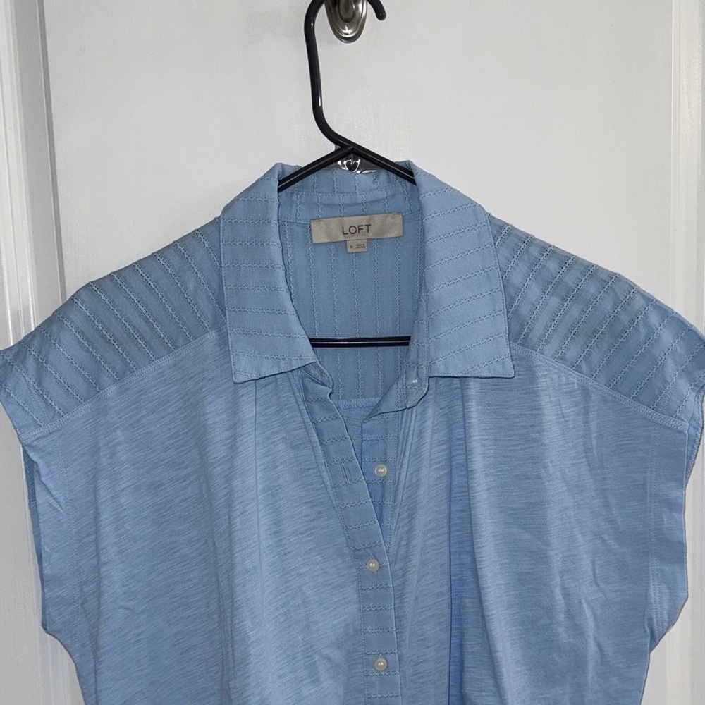 LOFT Sky Blue Button Down Shirt - Picture 2 of 6